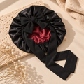Bonnet de nuit en satin ajustable VELUNE avec bandeau à nouer